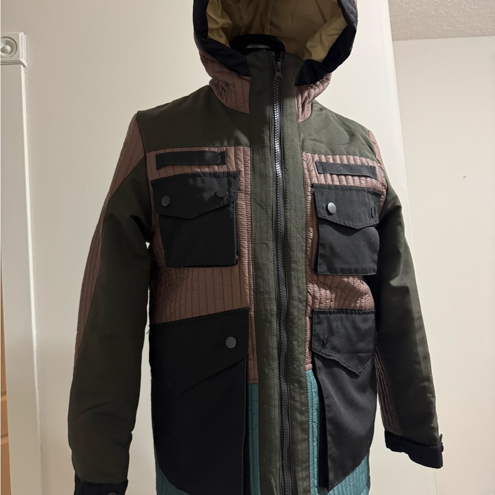American Stitch Green and Black Ski Puffer Jacket with Hood